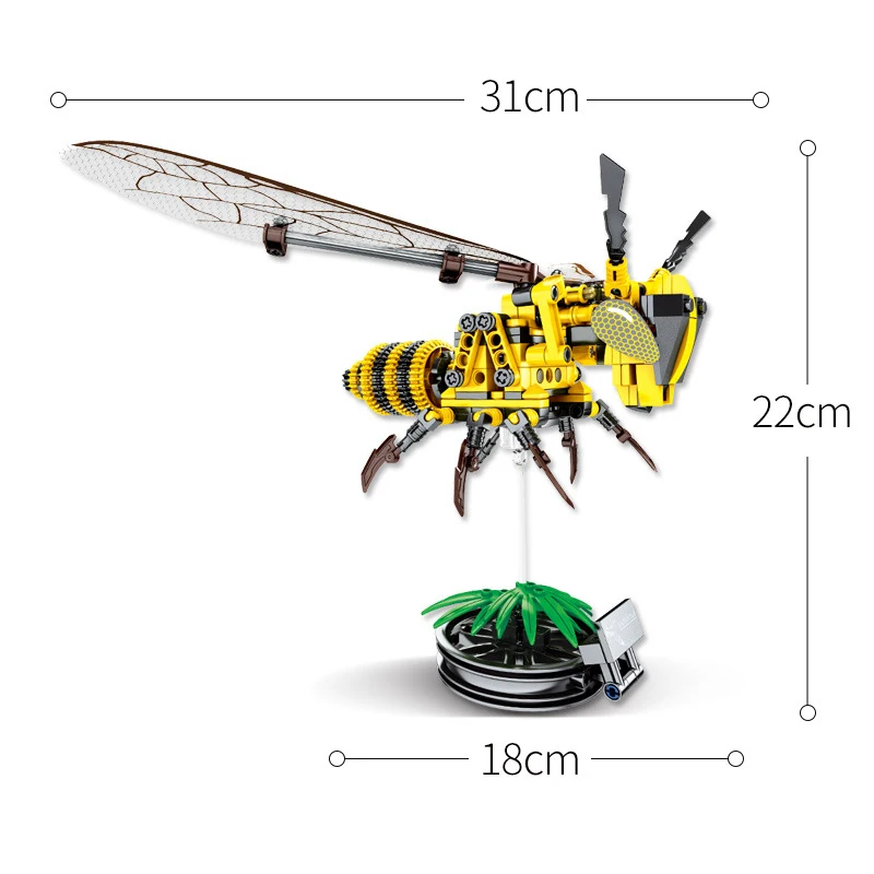 Животное имитация насекомых DIY Красная стрекоза строительные блоки LEpins Technic Honeybee