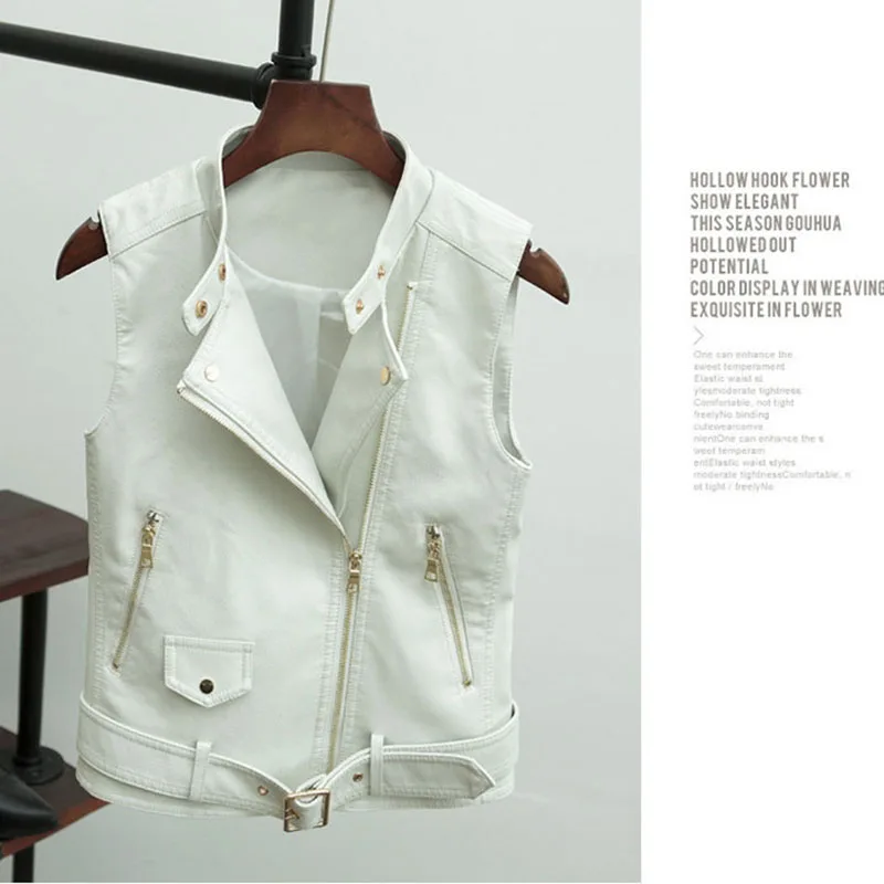 Женский кожаный жилет 2017 новая мода высокая улица без рукавов искусственная кожа