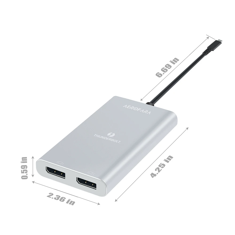 Адаптер Thunderbolt 3 с двойным разъемом Displayport для Mac и Windows два порта 4K 60Hz монитор AV Video