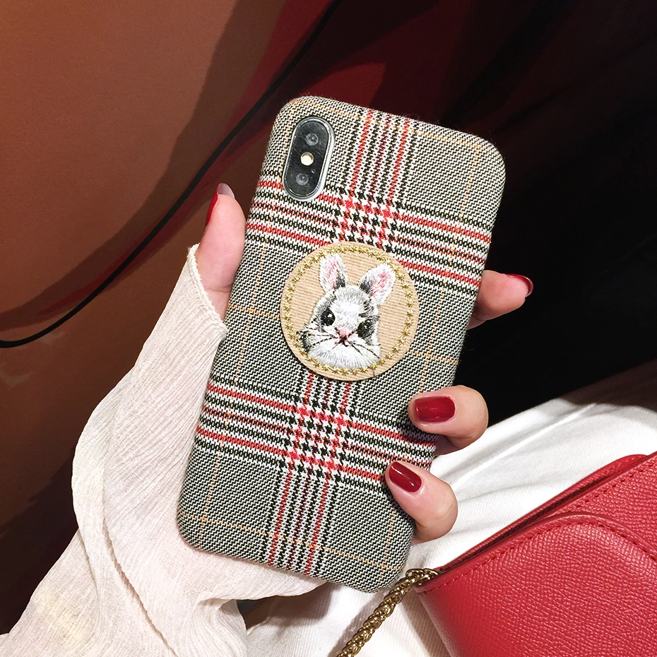Qianliyao Милая кошка, кролик панда чехол для телефона для iphone X XS Max XR 7 8 6 6S Plus 11 Pro Max чехол s круглая заплатка Ткань задняя крышка