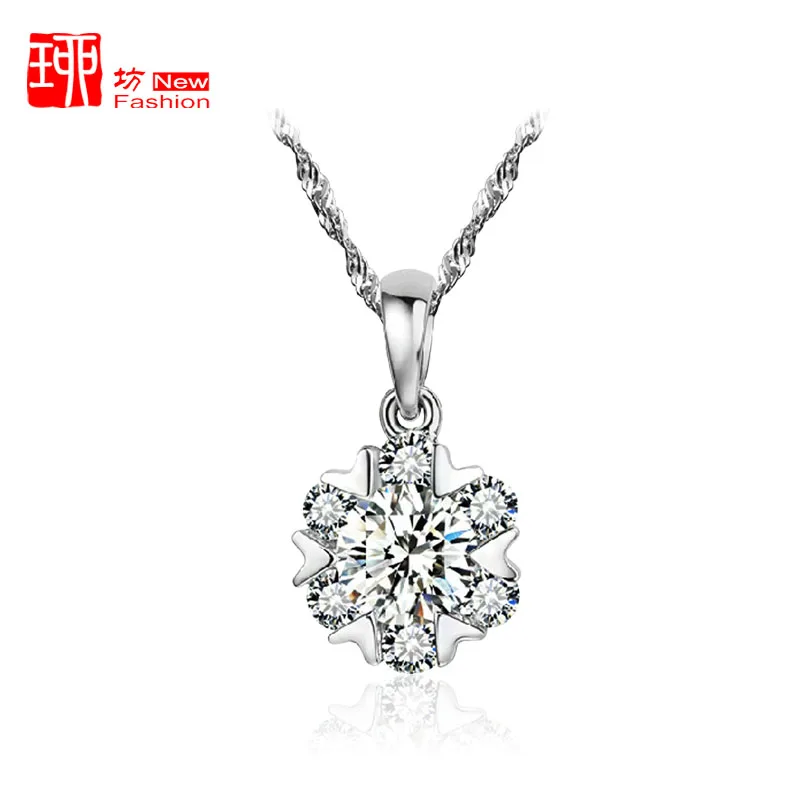 S925 jewelry silver necklace female short snowflake pendant chain Korea clavicle accessories | Украшения и аксессуары