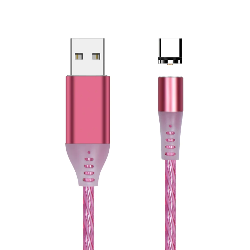 KingFriend Магнитный светодиодный светильник USB кабель передачи данных для быстрой зарядки зарядное устройство Micro USB кабель type C кабель для Xiaomi huawei iphone X - Цвет: RED USB 1 Plug