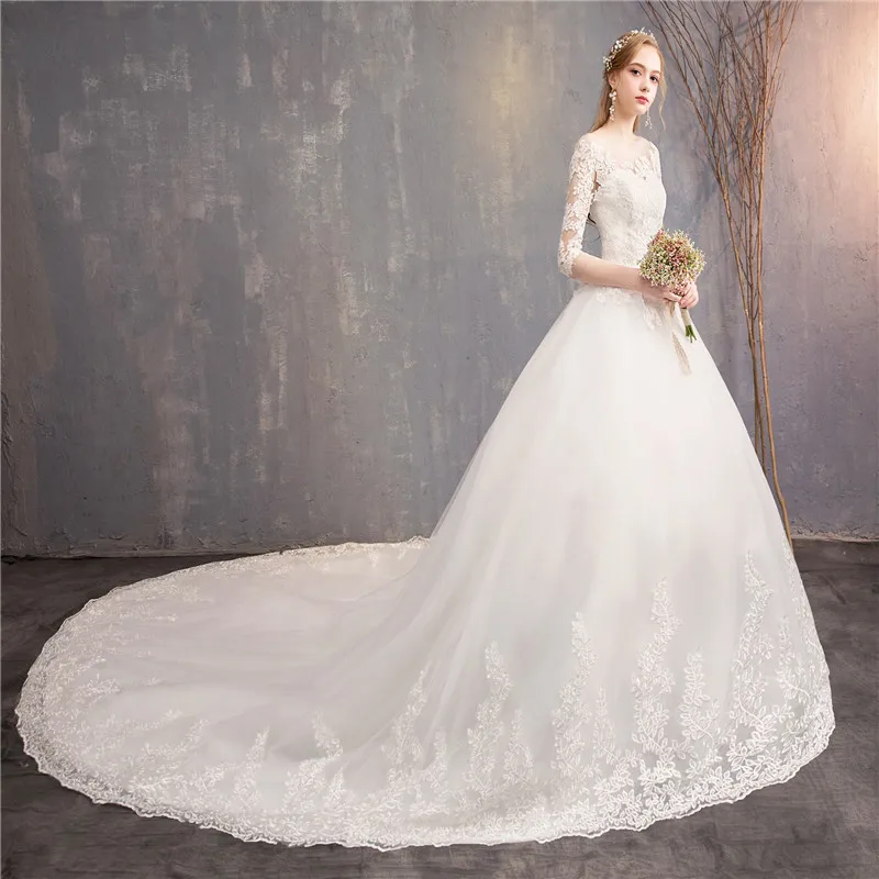 Robe De Mariee Grande Taille, новинка, бальное платье с коротким рукавом, роскошное кружевное свадебное платье с вышивкой, благородное Vestido De Novias F