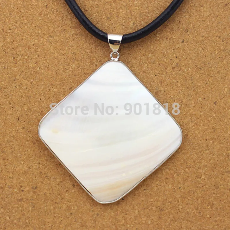 Модный бренд натуральный белый квадратный корпус ожерелья подвески для