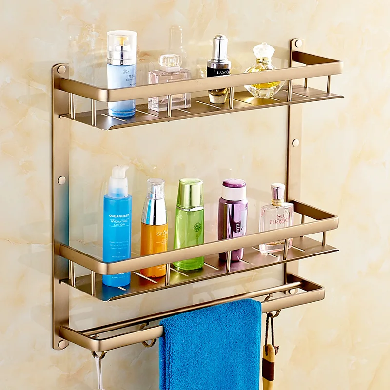 

Space Aluminum Towel Rack Antique European Bathroom Shelf Wall Mount Antique Bathroom Accessories