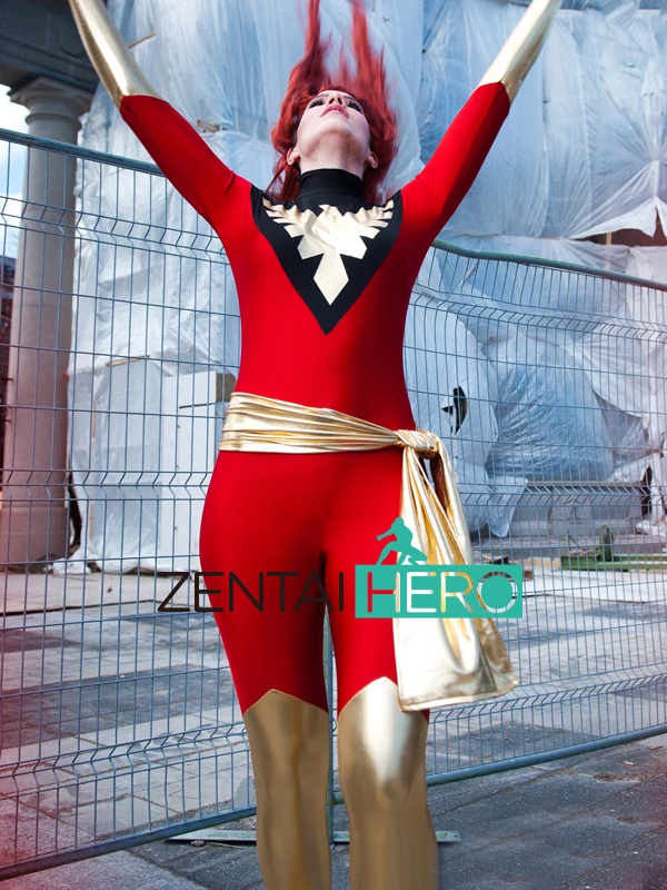 Free Shipping 2018 New Red X- Men Jean Grey Costume Dark Phoenix Superhero Spandex Catsuit Halloween Cosplay | Тематическая одежда