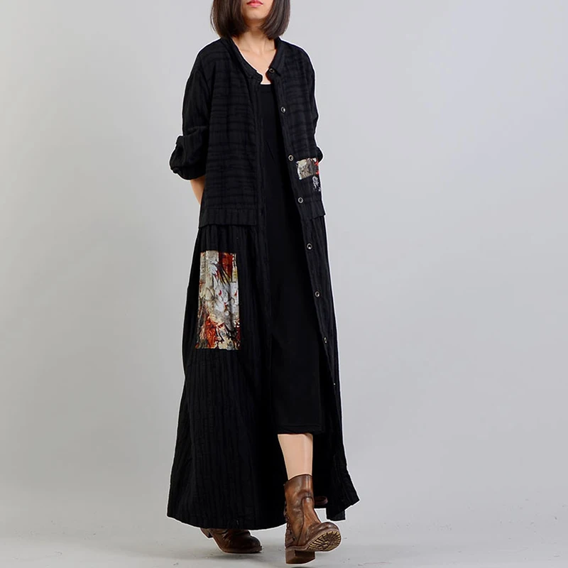 CHICEVER осеннее вязаное Женское пальто свободного кроя с принтом однобортное