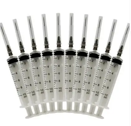 

20PCS Disposable sterile syringes with needles 10ML plastic enema feeding Lab Measuring Pet Feeder Tool