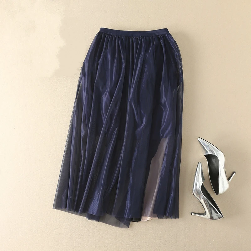 2017 Высокого Качества для Женщин Девушки Лето Сетки Лоскутная Юбки Женский