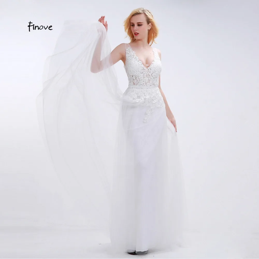 2017 Illusion Wedding Dresses Luxury Vantage Backless Tulle V-neck Lace Applique Beaded Liz Martinez Bridal Gown Robe de Mariage | Свадьбы и