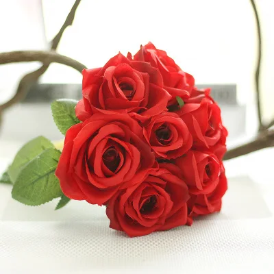 Red Bouquet YO CHO Свадебный букет из полиэстера с розами, свадебные цветы, свадебные букеты, искусственные аксессуары для подружек невесты, свадебный букет - Цвет: Red Bouquet