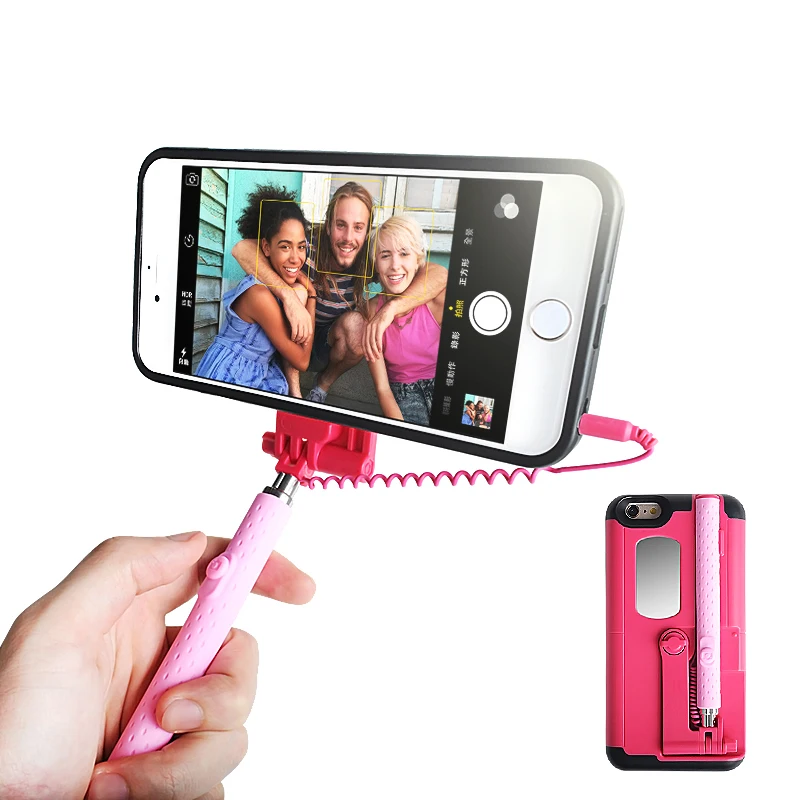 Для iPhone 6 S Selfie Stick портативный Выдвижная Монопод Проводной Придерживайтесь Чехол