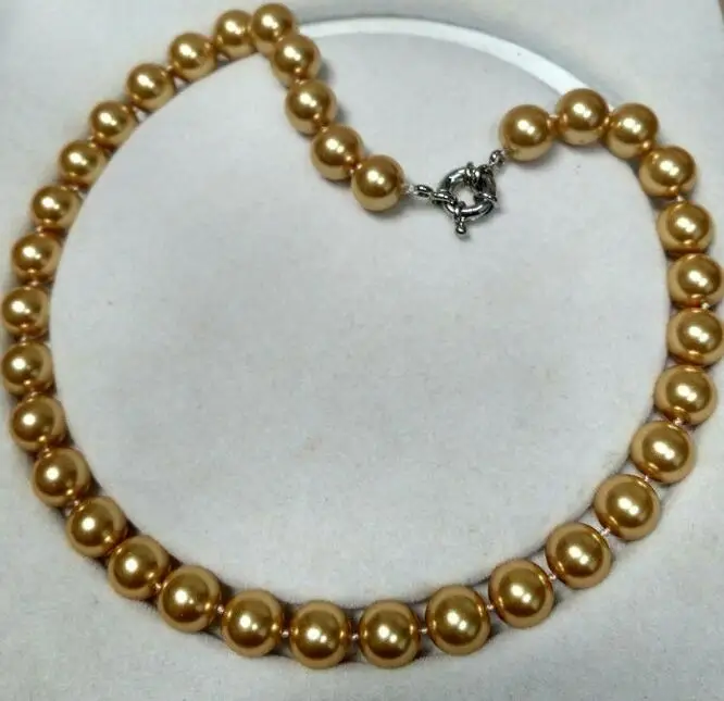 Beautiful 12 mm Gold Shell Pearl necklace AAA 18 inches 36&quot | Украшения и аксессуары