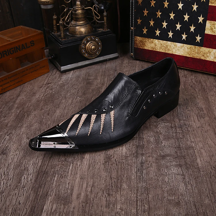 Черные итальянские мужские лоферы обувь из натуральной кожи с металлическим