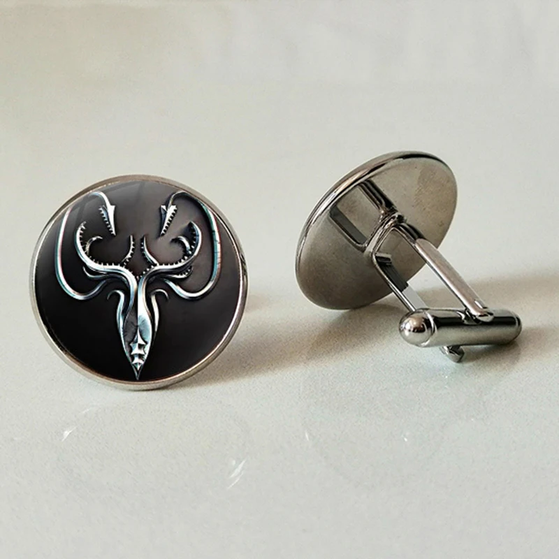 WUSQWSC Silver Plated Game of Power Home Shirt Stark Winter Coming Round Glass Men's Cuffs Cufflinks Gifts Customized | Украшения и
