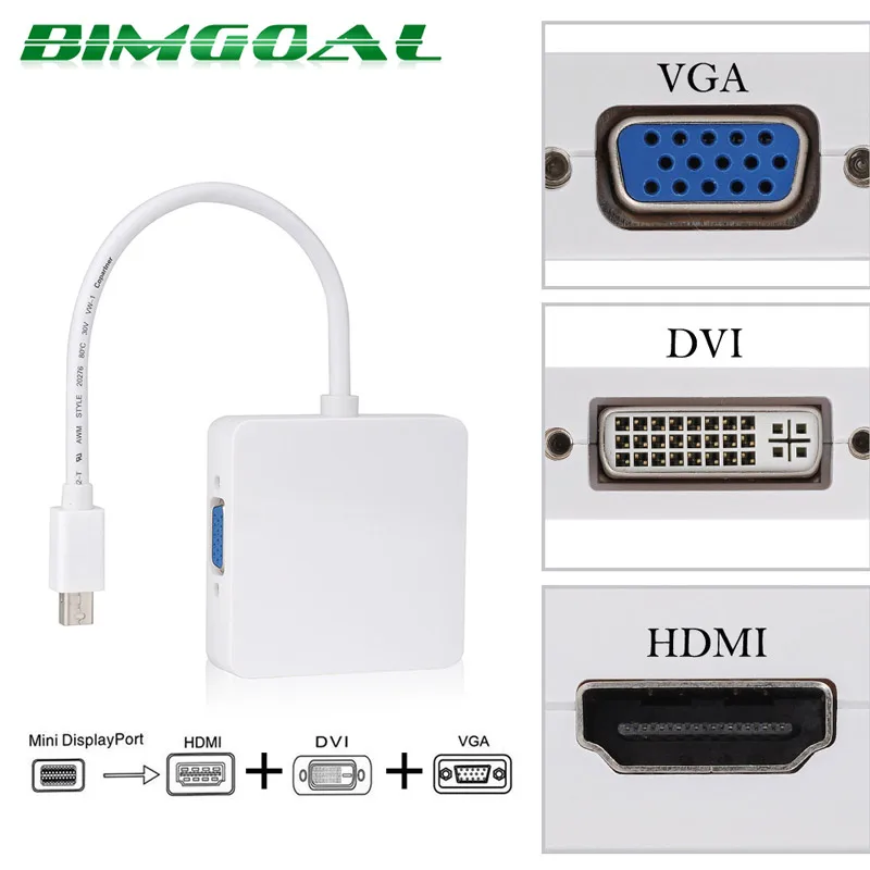 3 в 1 кабель адаптер Thunderbolt Mini DP Displayport к HDMI DVI VGA для MacBook Pro| |
