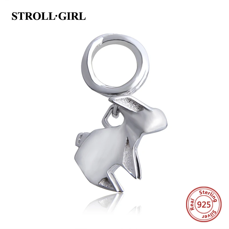 Strollgirl 925 серебро, металлические бусины прекрасный оригами конек кролик лодка Fit подлинным браслет Pandora Подвески DIY ювелирных