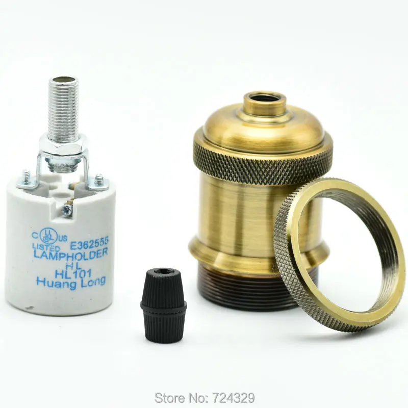 

E27 Socket Antique Lamp Holder Ceiling Chandelier Eidson Bulb Socket Vintage Pendant Light Base with 120mm Wire Fitting 220V