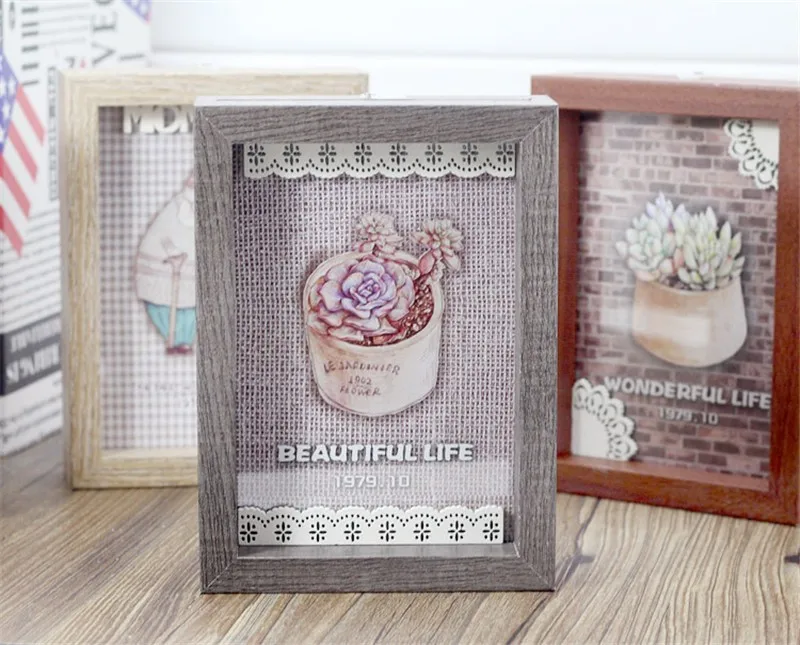 Креативные деревянные DIY Семейные Рамки для картин, украшения для домашнего декора, Ретро картины, дисплей для детей, для детей, для влюбленных, фоторамка, подарки