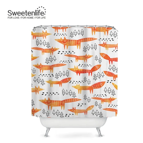 SL0267 Sweetenlife 150x180 см Милая Лисичка занавеска для душа для ванной комнаты Полиэфирная Ткань Водонепроницаемая занавеска Европейский стиль занавеска для ванной - Цвет: SL0267