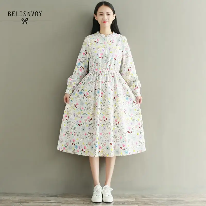 Mori Girl осень зима женский халат Раффлед вельветовые Vestidos De Festa с длинным рукавом великолепные милые цветочные женское платье с принтом