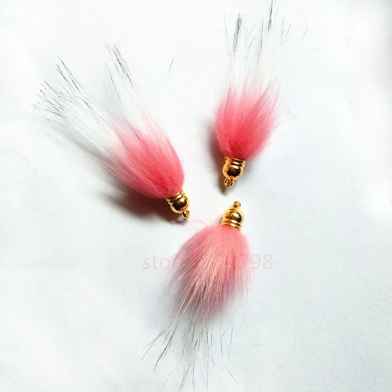 Новинка 2019 двойной цвет помпоны из искусственного меха енота тканевая подвеска с