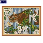 Вышивка крестиком NKF с изображением кота и дракона, 11ct, рукоделие ручной работы, Набор для вышивки крестиком для домашнего декора