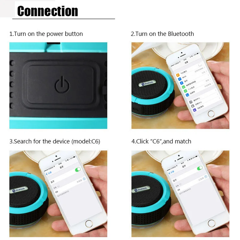 VAORLO беспроводной Bluetooth динамик водонепроницаемый открытый мини громкий динамик крюк присоска динамик s с микрофоном Hands Free для автомобиля