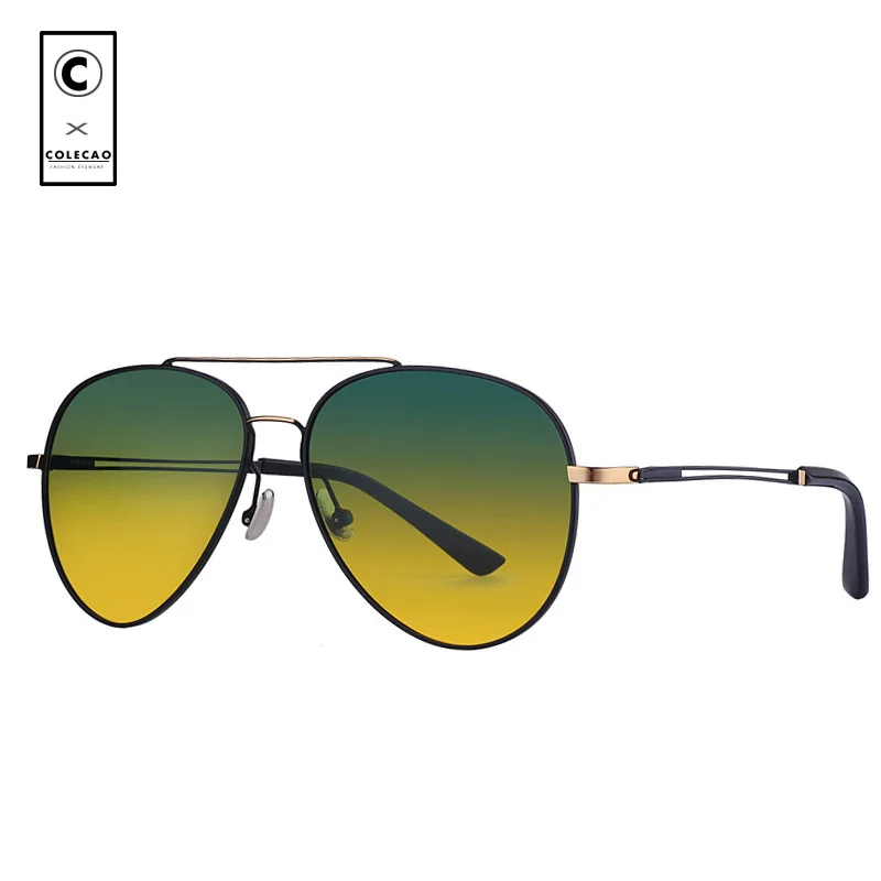 Поляризованные солнцезащитные очки для мужчин день и ночного видения желтые