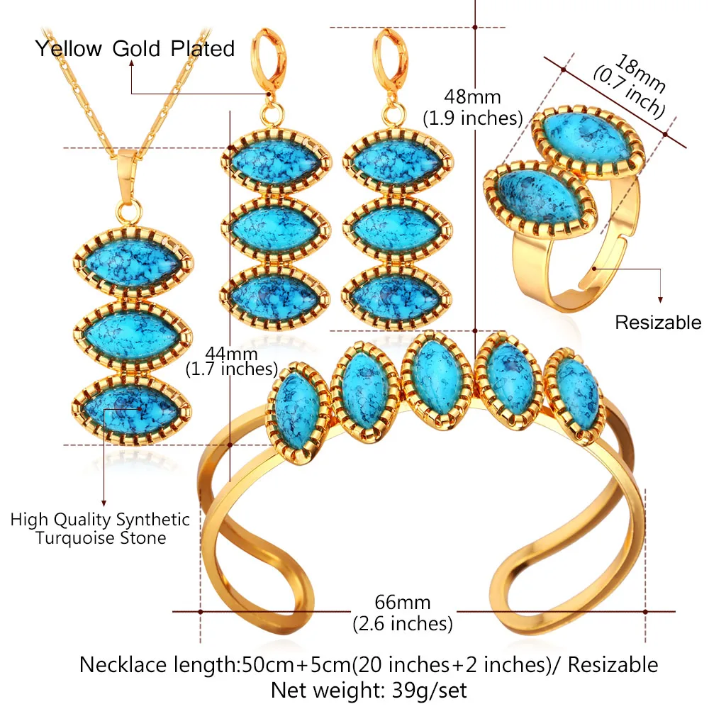 Турецкие Ювелирные наборы золотой цвет ожерелье серьги браслет кольцо набор для