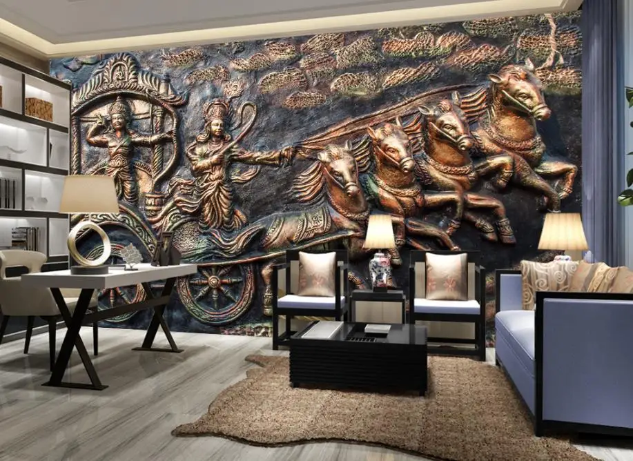 

Индивидуальные обои для стен 3 d, индийские фото обои Mahabharata для гостиной, декоративные картины для фона телевизора