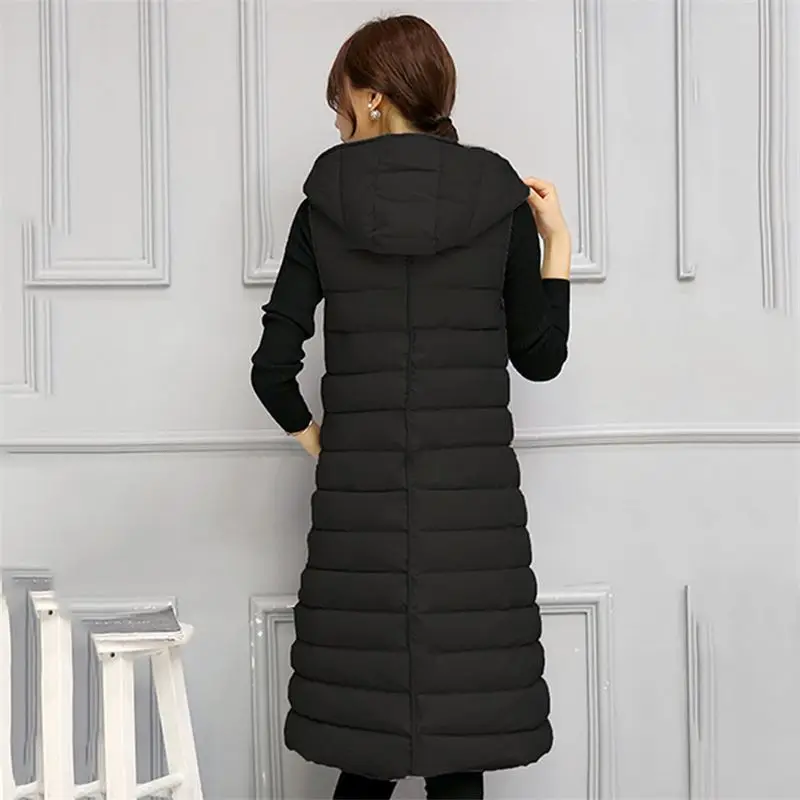 

New Autumn Winter Women Thicken Warm Cotton Down Vest Female Fashion Casual Hooded Zipper Loose Sleeveless Parka Coat Vest Q122