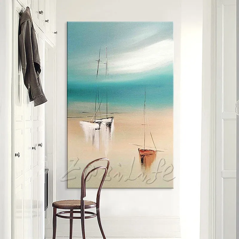 Ручная роспись холст картины маслом дешевые большая лодка современная