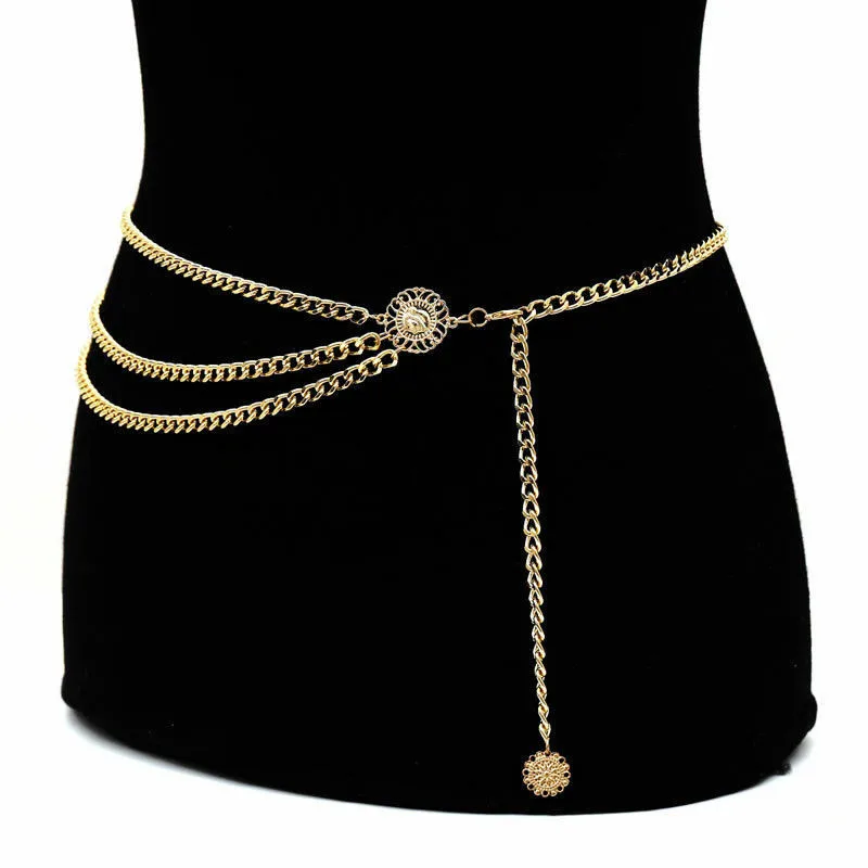 

New Women Lady Sexy Gold Silver Waist Back Chain Belts Rhinestone Accessories