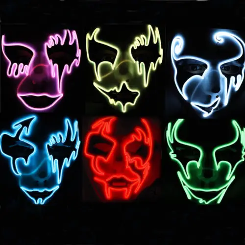 Хэллоуин пугающая Маска Косплей Led маска для костюма светодиодный провод вверх