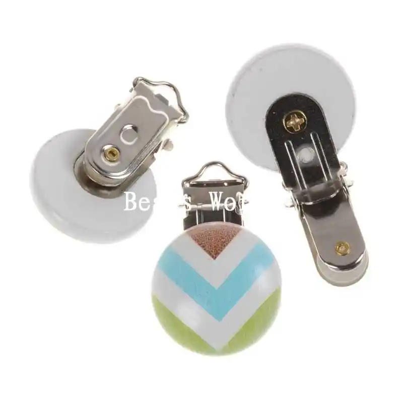 5 шт. белый круглый деревянный узор в полоску детская пустышка на цепочке с