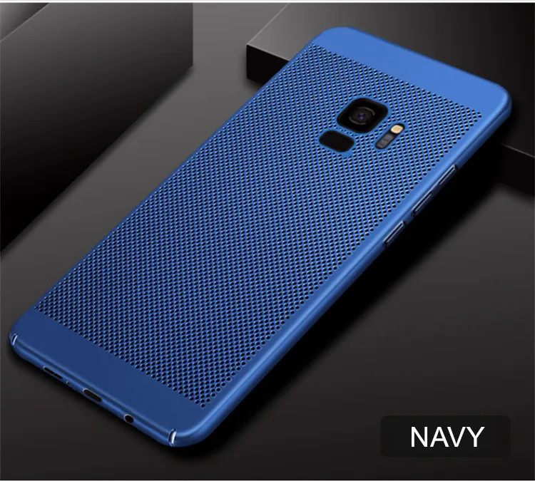 Navy Сетчатый чехол для телефона Samsung Galaxy S5 S6 S7 Edge S8 S9 S10 Plus тонкий термоохлаждающий чехол для Note 3 4 5 8 9 Coque Capa Shell - Цвет: Navy
