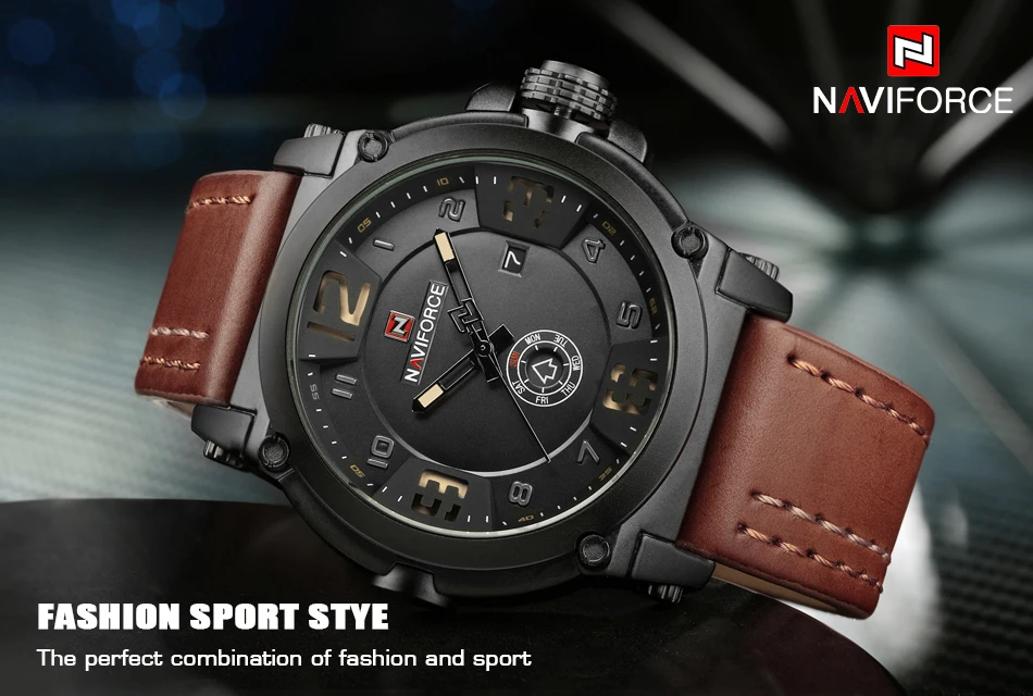 NAVIFORCE Роскошные Брендовые мужские часы, военные спортивные часы, мужские часы с кожаным ремешком, часы с датой, мужские кварцевые наручные часы, мужские часы
