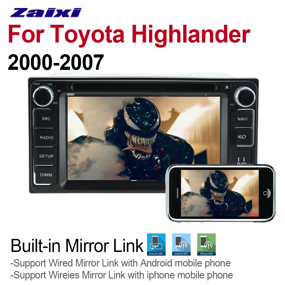 Автомобильный dvd-плеер на основе Android для Toyota Highlander 2000 2001 2002 2003 2004 2005 2006 2007 мультимедиа gps навигационная карта Автомагнитола