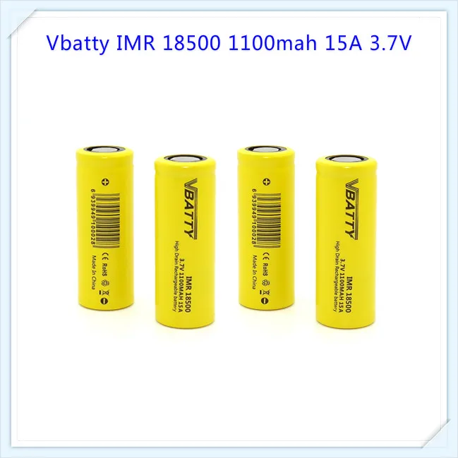 Vbatty IMR 18500 1100 мАч 15A 3 7 в перезаряжаемый литий полимерный аккумулятор с плоским
