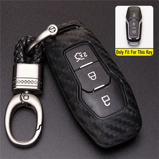 Keyring Key Cover Чехол для ключей из углеродного волокна для Ford S C max Focus Mk3 2 MK4 MK2 3 Ka St Explorer 5 Transit заказное кольцо для ключей Shell - Название цвета: Keyring Key Cover