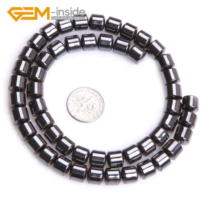 8MM no magnetic Натуральная колонна трубки без магнитного черного и синего цвета с металлическим покрытием отражения гематит бусины для изготовления ювелирных изделий нить 15" - Цвет: 8MM no magnetic