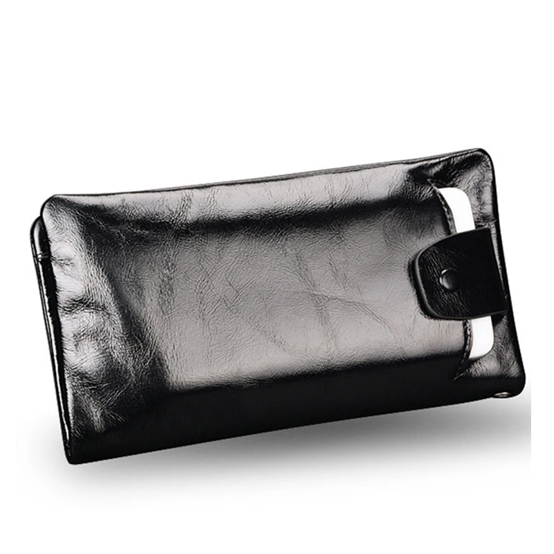 Новый мягкий мужской кошелек из натуральной кожи с воском Длинный дизайнерский