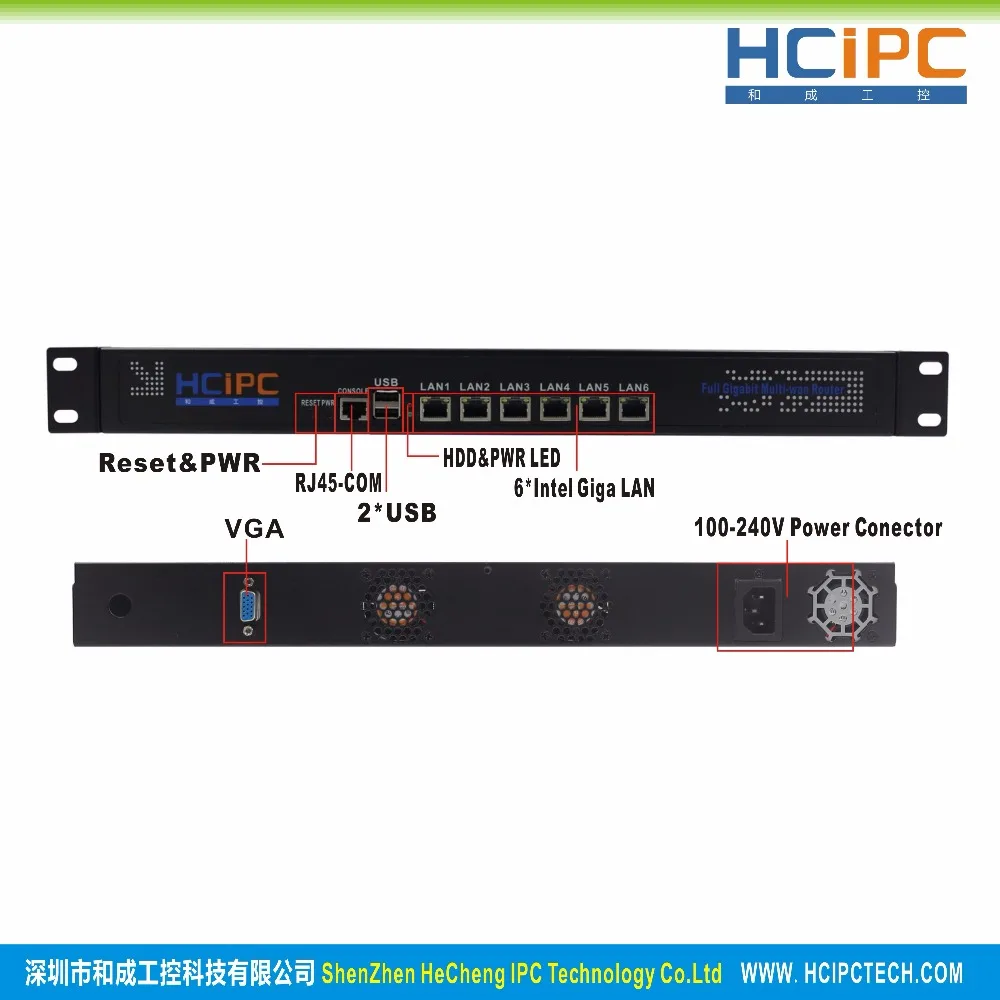 HCiPC B206-1 4G + 64G I3 CPU LGA1150 B85 82574L 6LAN 1U брандмауэр система материнская плата сетевой