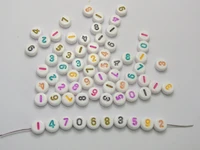 250 color in white assorted number acrylic coin beads 4x7mm
