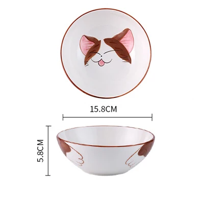 Brown 6 inch bowl Японская и Корейская креативная керамическая тарелка для завтрака и стейка, детская тарелка с фруктами, ручная роспись, блюдо с животными, мультяшная миска, набор посуды - Цвет: Brown 6 inch bowl