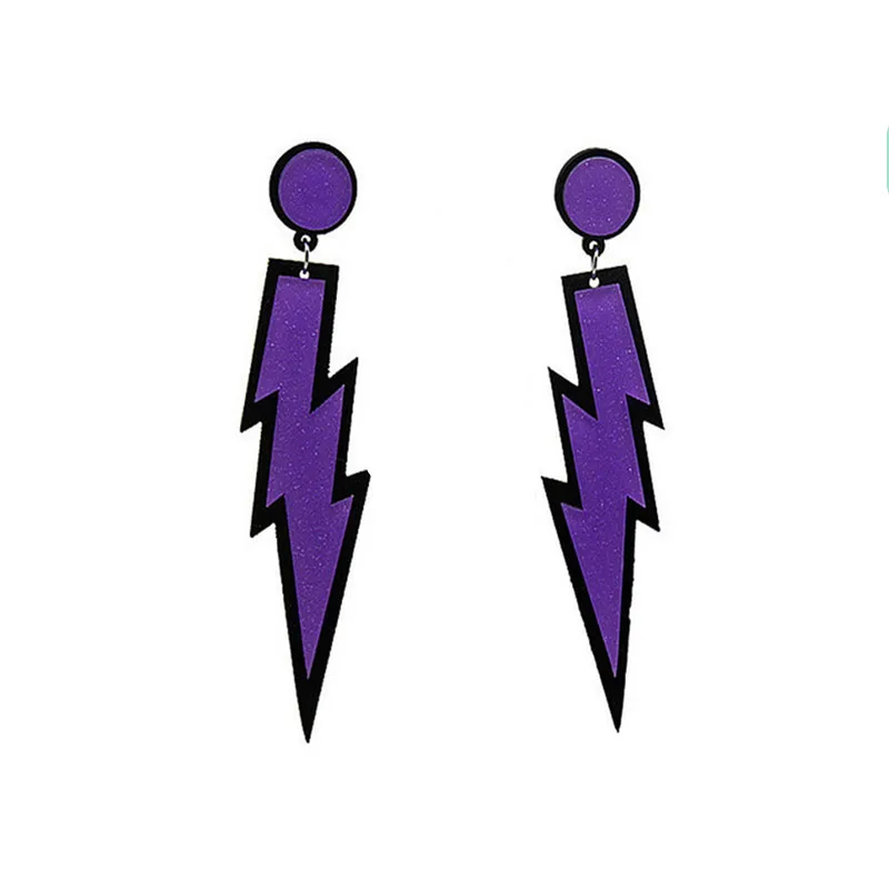 long purple Простые акриловые длинные серьги в виде молнии для ночного клуба, серьги в стиле хип-хоп, геометрические серьги-гвоздики для женщин, гранж, аксессуары - Окраска металла: long purple