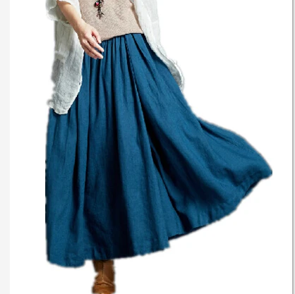 Весна лето 2020 женские повседневные хлопковые юбки длинные льняные Свободные