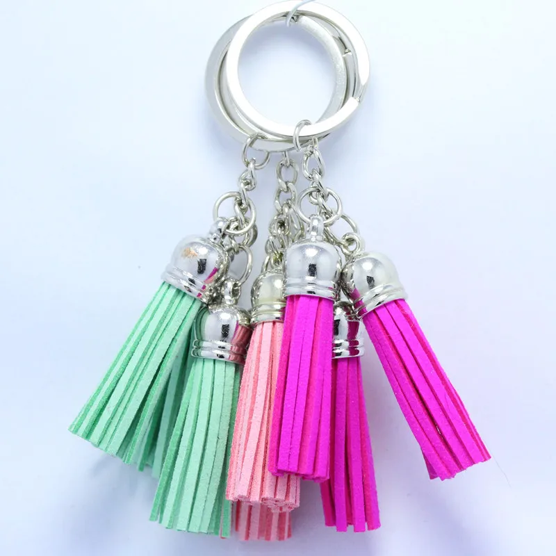 Серебряные цепи замшевые кожаного брелка для ключей из сверхтонкого волокна 3