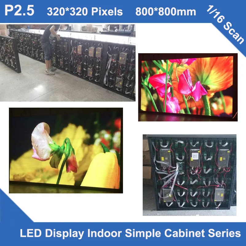 

TEEHO P2.5 indoor simple Cabinet 800mm*800mm 320*320 dots 1/16 scan 32S video led screen fixed installation wedding school